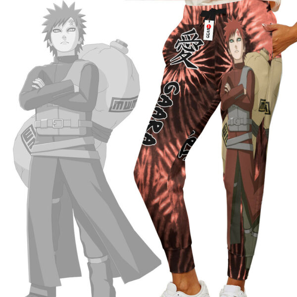 Gaara Joggers Custom Anime Sweatpants Tie Dye Style Merch 2