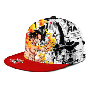 Portgas D Ace Snapback Hat Custom One Piece Anime Hat Mix Manga 6