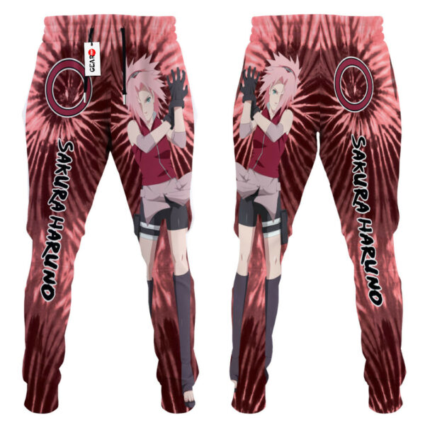Sakura Haruno Joggers Custom Anime Sweatpants Tie Dye Style Merch 3